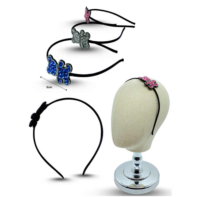 diadema negra oso brilloso en caja C/12 BO-0001