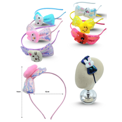 diadema moño lentejuela con peluche C/12 HLK-1383