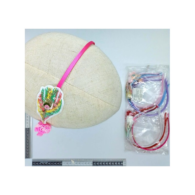 diadema figura pluma pavorreal variedad de colores C/12 G18516A-25