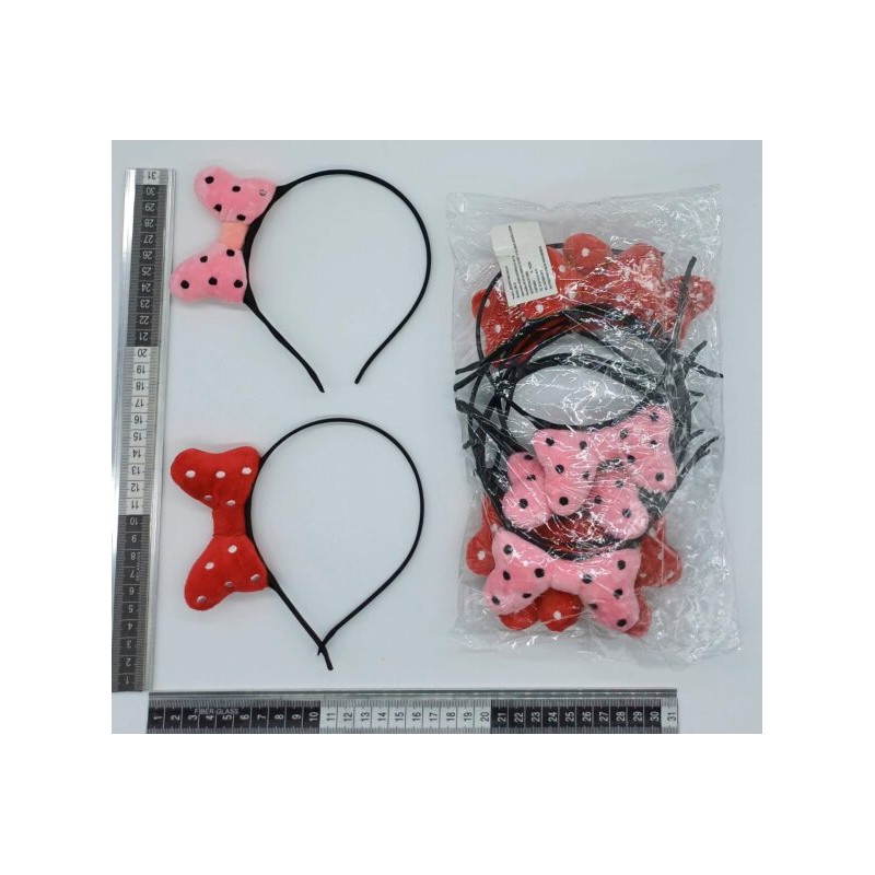 diadema con moño estampado de bolitas C/12 24F-32