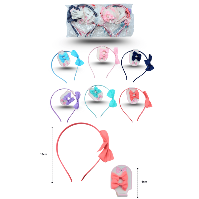 set diadema con moño y picos variedad de colores C/12 GF248F-11 o 24S-34