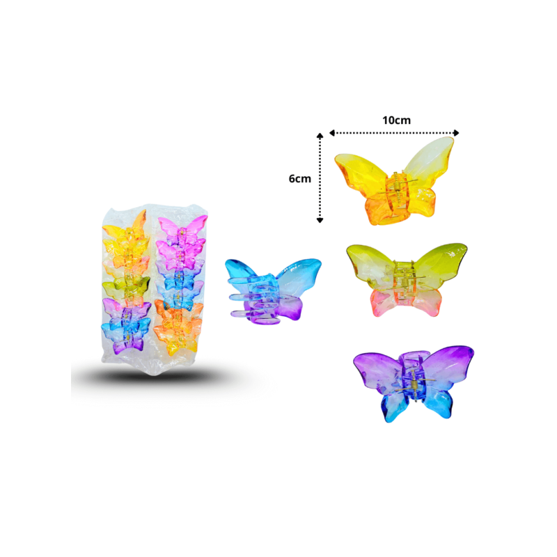 pinza mariposa cristal translucida colores degradados C/12 EO2307112