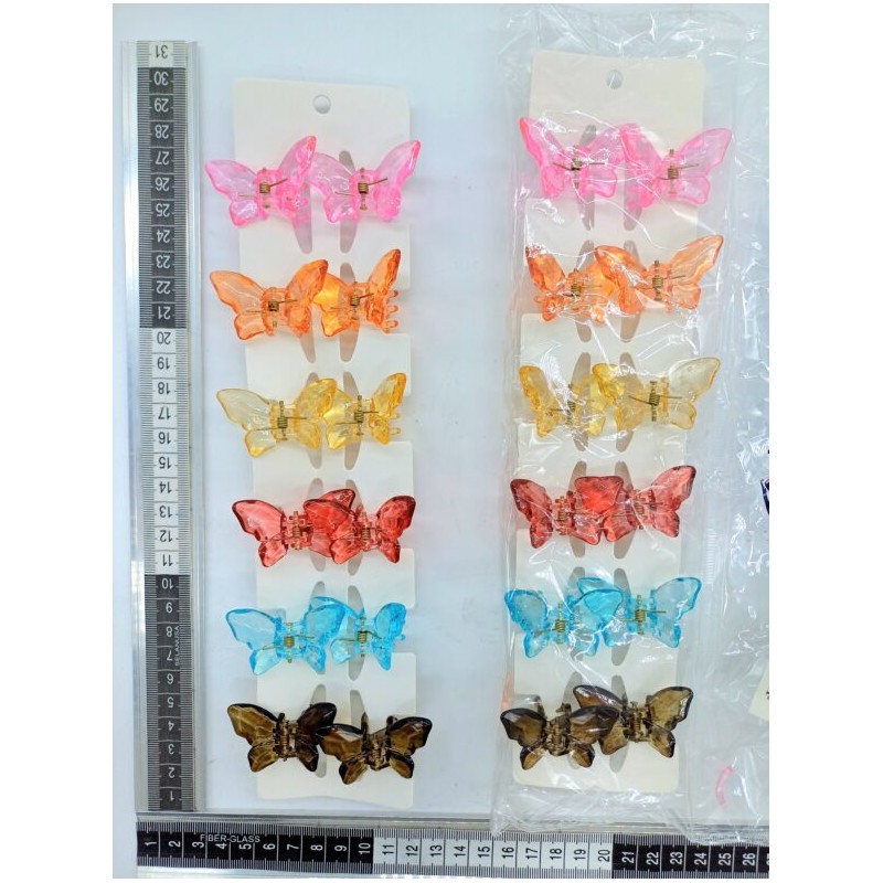 pinza mariposa cristal chica par en tira C/12 pares 3B-19