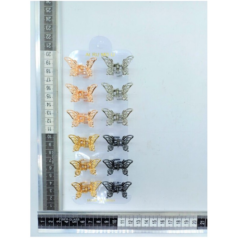pinza mariposa metálica fliligrana C/12 2A-3