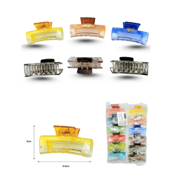 pinza rectangular translucida MIN 6cm C/12 EO726