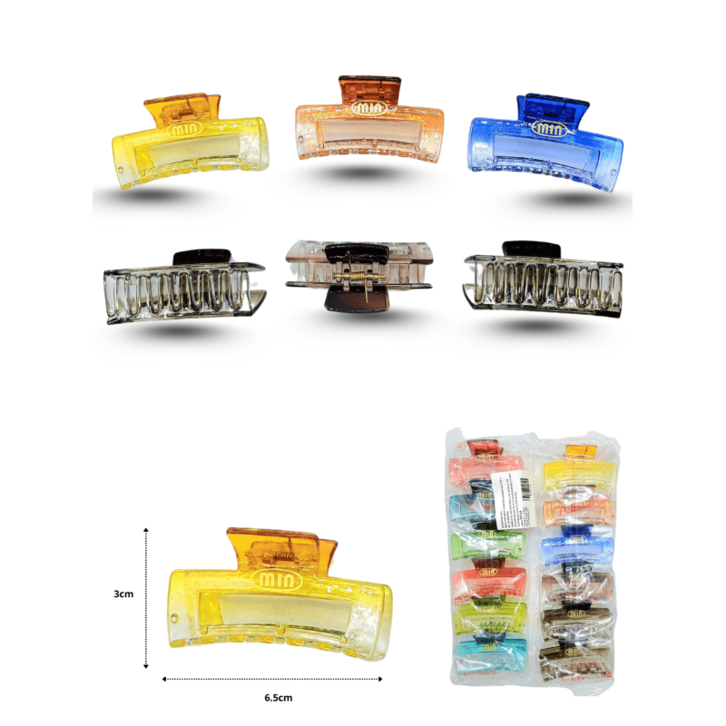 pinza rectangular translucida MIN 6cm C/12 EO726