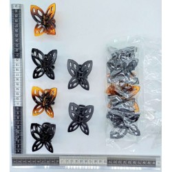 pinza mariposa calada carey y negra brillosa y mate 6cm C/12 C1515