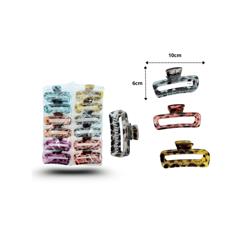 pinza rectangular hueca translucida moteada curva 9cm C/12 EEO1029