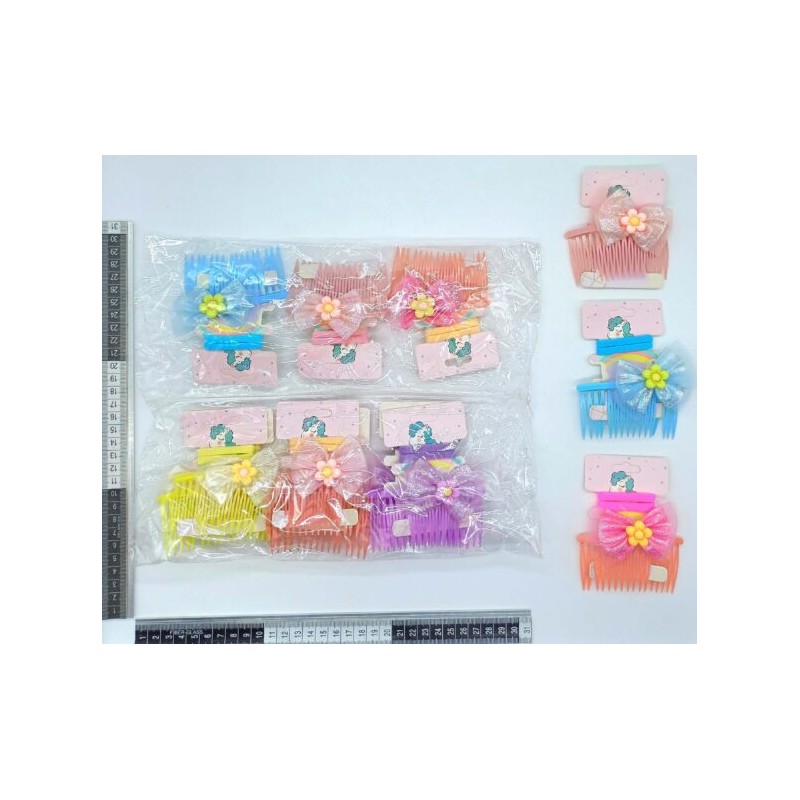 set de peineta decorada con liga en par variedad de colores C/12 23E-13