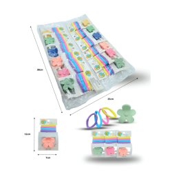 liga licra 4pzas con pinza flor en blíster set 5 pzas C/12 HKZ-34