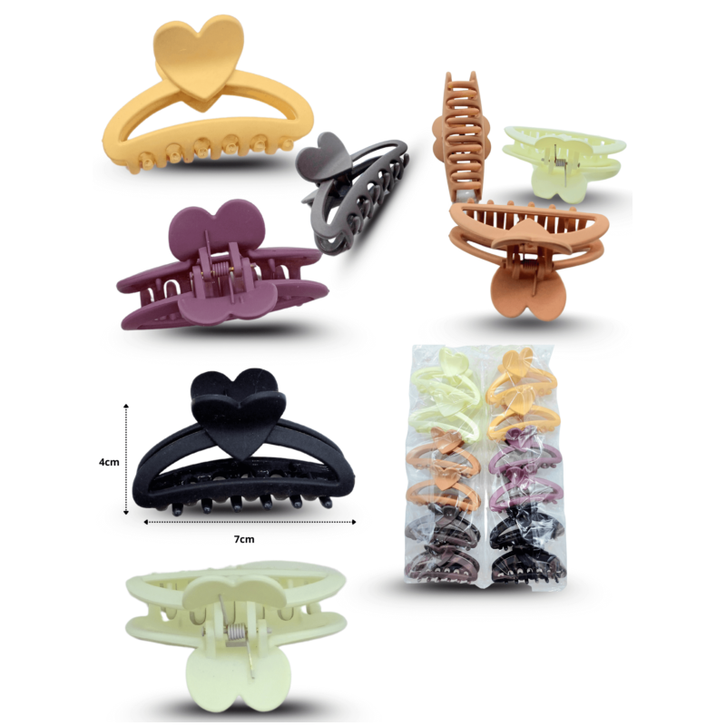 pinza arco hueca corazón colores mate 7.5cm C/12 EEO744