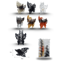 pinza mariposa calada cristal 11cm C/12 EEO103