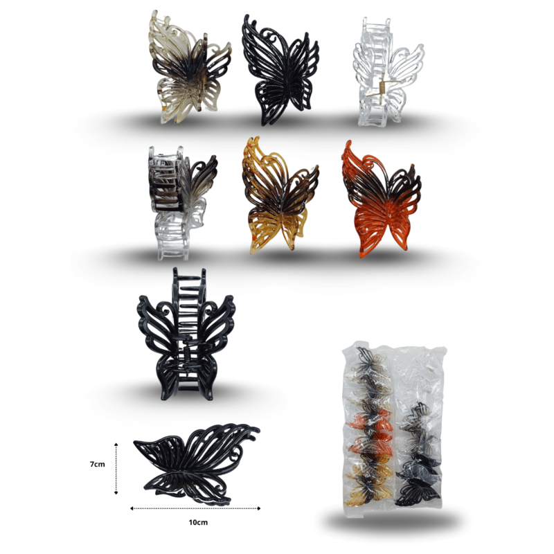 pinza mariposa calada cristal 11cm C/12 EEO103