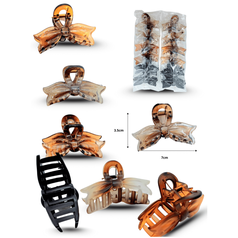 pinza moño carey mate y brillosa en el mismo empaque 6.5cm C/12 EEO750