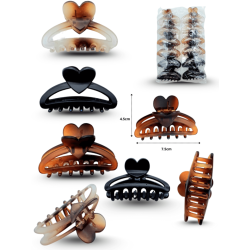 pinza arco hueco corazon carey mate y brillosa en el mismo paquete 7cm C/12 EEO752