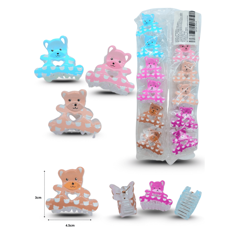 pinza oso estampado 4cm C/12 GF2412N-4