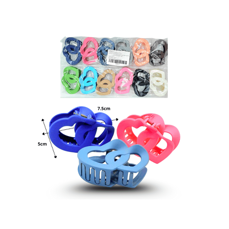 pinza dos corazones mate 7.5cm C/12 XH6814