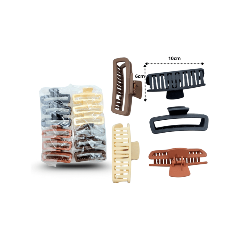 pinza rectangular oval hueca mate colores tierra 10cm C/12 EEO698