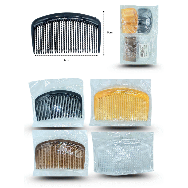 peineta negra carey y translucida 9cm C/12 EEO136